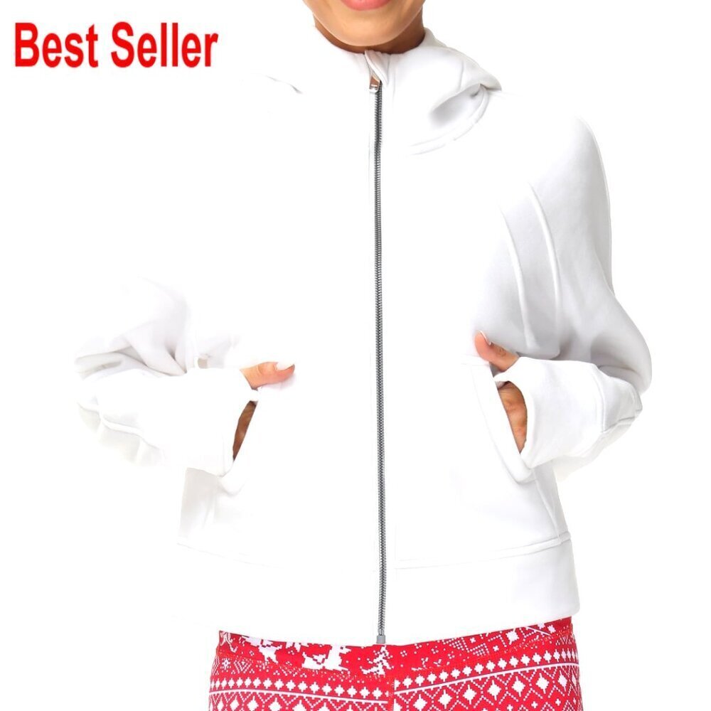 Women's Full-Zip Fleece Hoodie with Thumb Holes and Pockets, Crop Fit